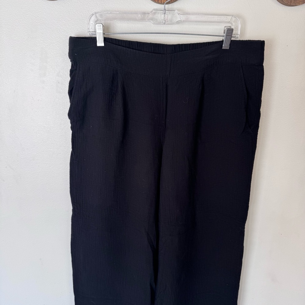 a new day black gauze pleated pull on wide leg pants size XL - Picture 2 of 6